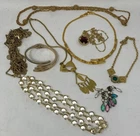 Gold Tone Vintage Costume Jewelry Lot Necklaces Earrings Bracelet