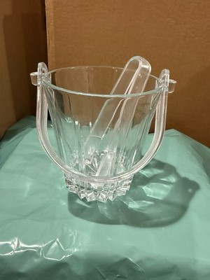   Pasabahce - Glass Ice Bucket (w/ Removable Handle) & Thongs   (Turkey)  
