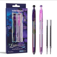 Gel Pens Medium Point: Luminous pen set 0.7mm, Black Ink, Includes 2 Pens and...