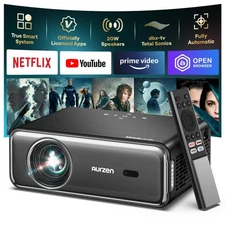 Smart Projector with WiFi and Bluetooth, NetfIix Official, 20W Speakers, DoIby