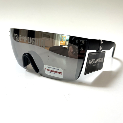 New TRUE RELIGION Shield Sunglasses White Acetate Rimless Metal Wide Leg New Original TRUE RELIGION Shield Sunglasses Black Acetate  main image 3