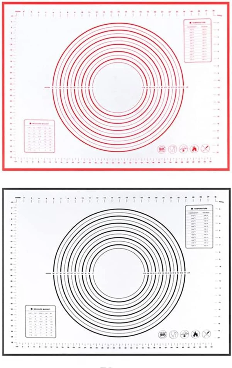 2PCS Large Silicone Pastry Mat Extra Thick Non-Stick Baking Mat, Fondant Mat Cou