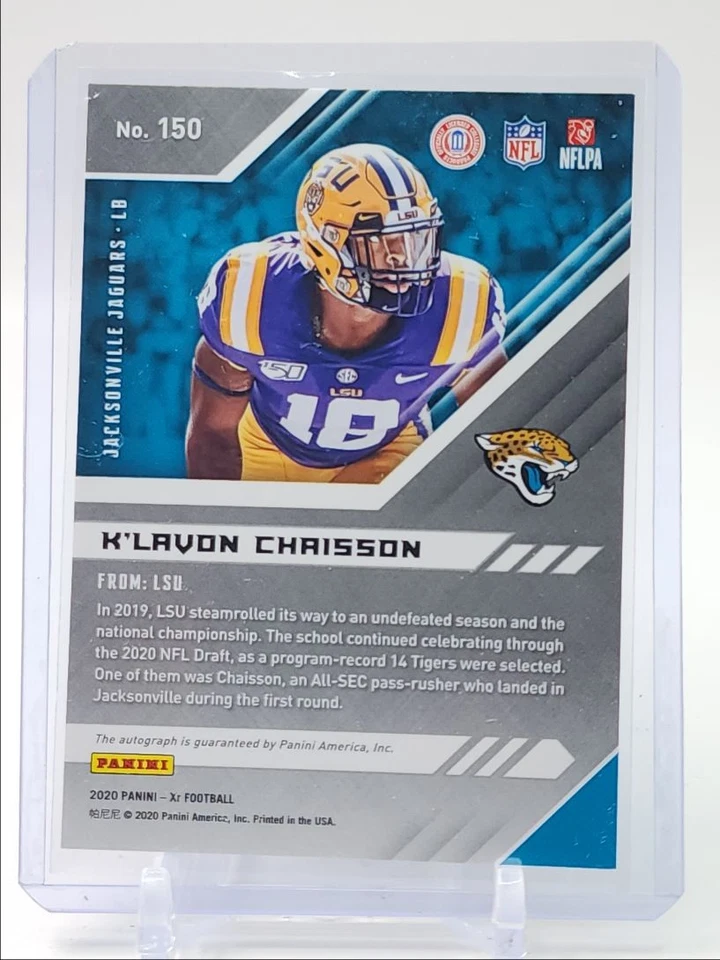 K'LAVON CHAISSON 2020 PANINI XR ROOKIE AUTOGRAPH FOOTBALL RC AUTO /199 Q2756 - Image 2 of 2