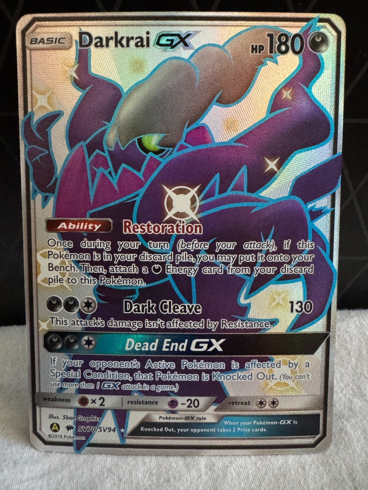 Darkrai GX Hidden Fates Shiny Vault Full Art Holo SV70/SV94