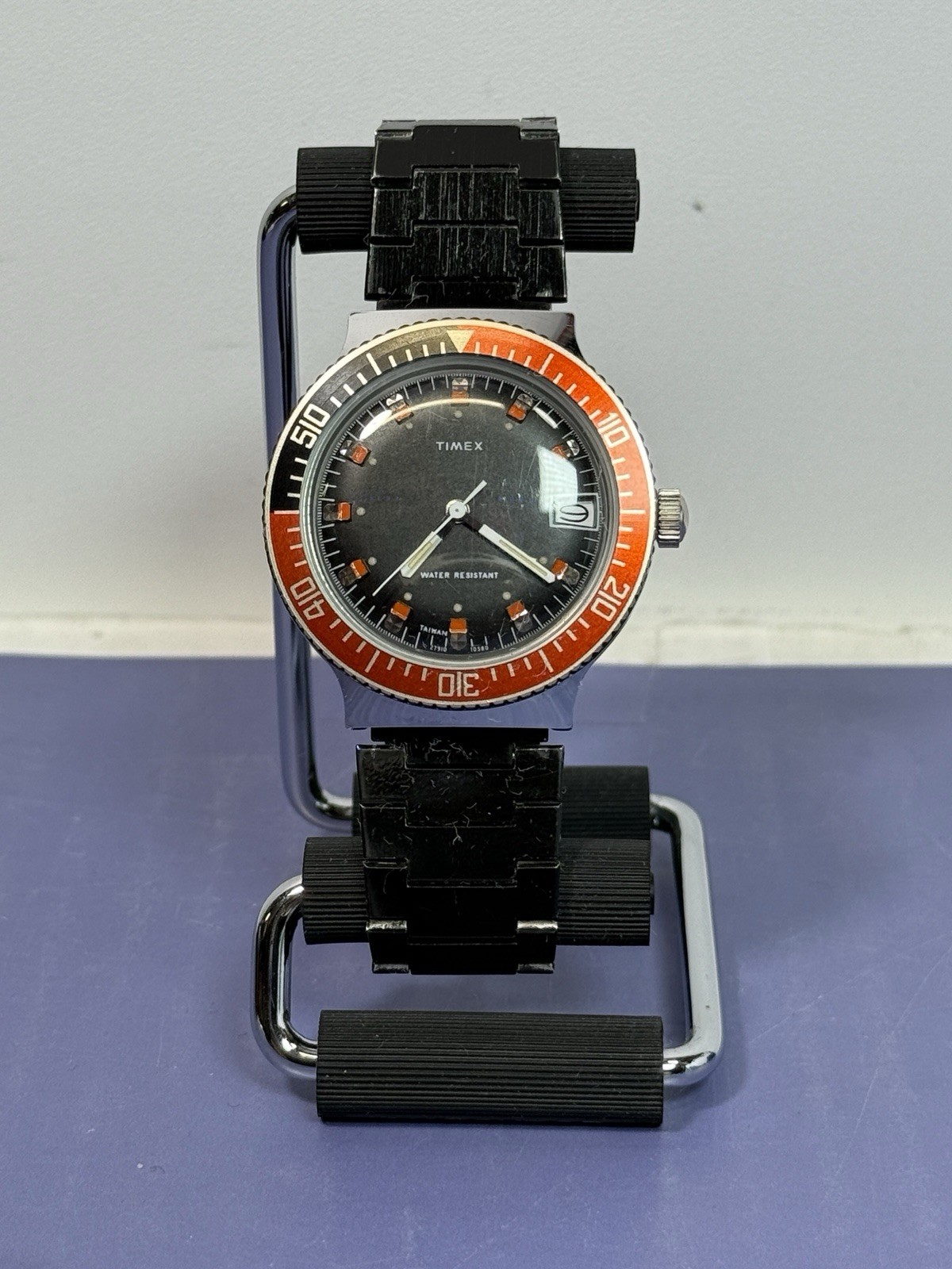 Timex Vintage Marlin Diver Watch Coke Bezel Manual Wind Date Taiwan Runs