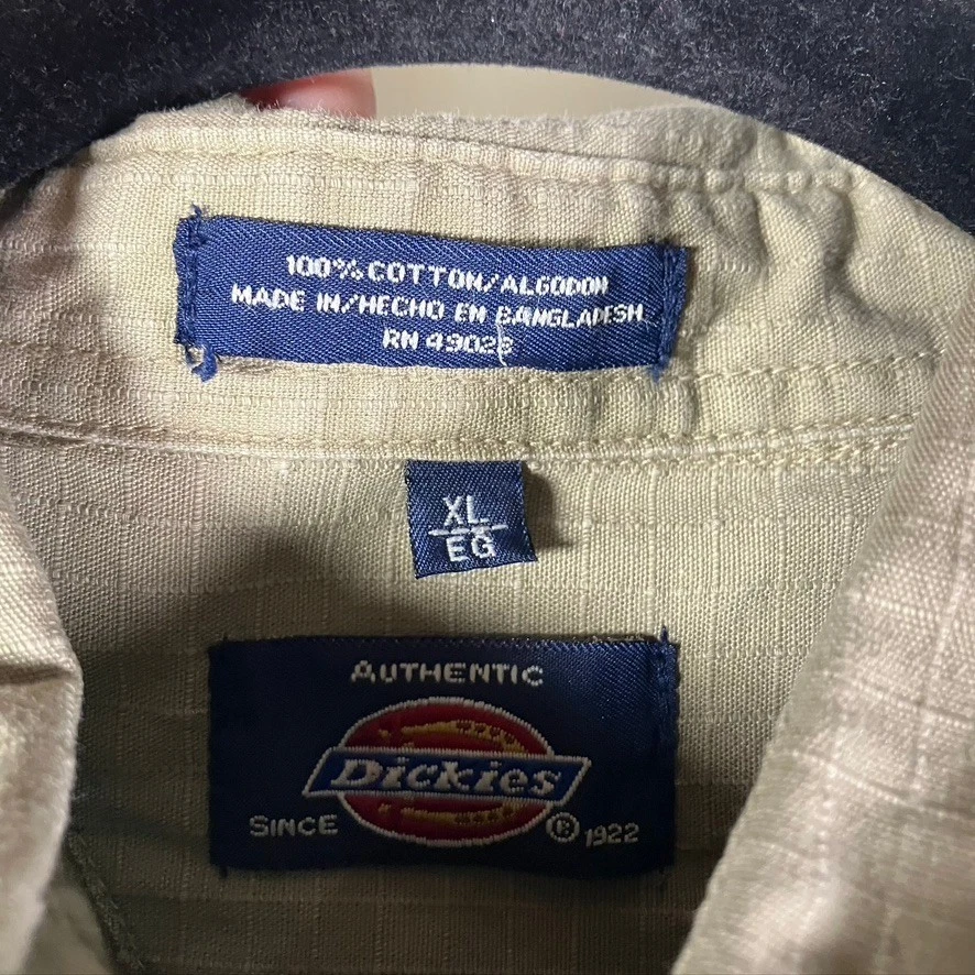 Camisa de trabajo Dickies para hombre XL verde oliva manga corta abotonada algodón Foto 2 de 4