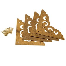 4Pcs 2.5" Decorative Brass Flat Corners Bracket, Antique Brass