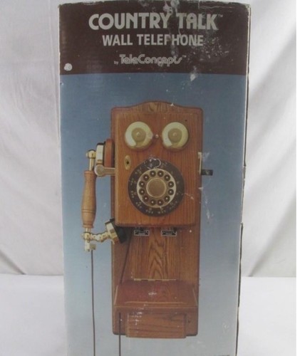 COUNTRY TALK Wall Telephone TeleConcept Solid Wood Original Cord Vintage - Picture 6 of 6