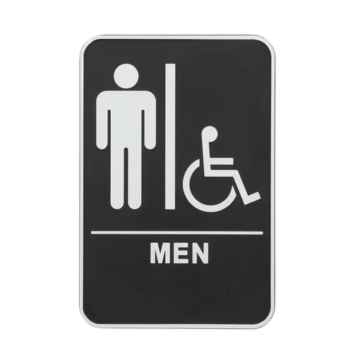 6 In. X 9 In. Men Handicap Accessible ADA Restroom Sign with Braille - Picture 3 of 12