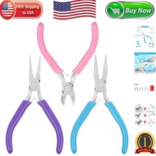 Alloy Steel 3-Piece Plier Set for Jewelry Making - Ergonomic Comfort Design