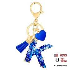 Letter Keychain for Women, Heart Resin Initial Bag Charm K-royal