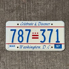 Plaque d'immatriculation Washington DC 1991 1997 vintage auto célébrer et découvrir 787 371