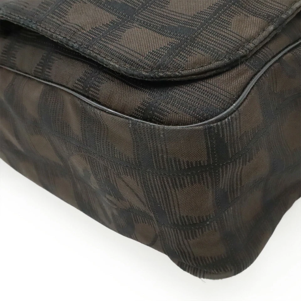 Bolso Mensajero Chanel Nylon Jacquard Cuero Mujer Marrón Talla Única Foto 3 de 4