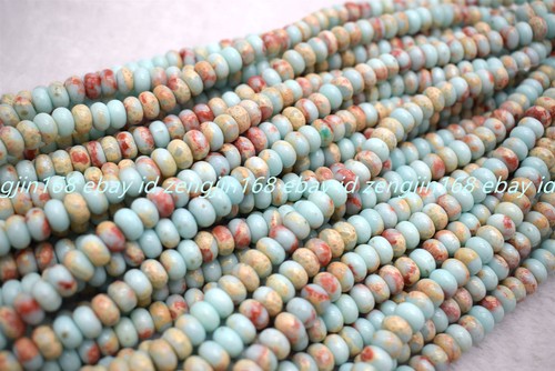 Bonitas cuentas sueltas naturales de rondelle de piedras preciosas de jaspe Shoushan de 5x8 mm hilo de 15"" - Imagen 12 de 12