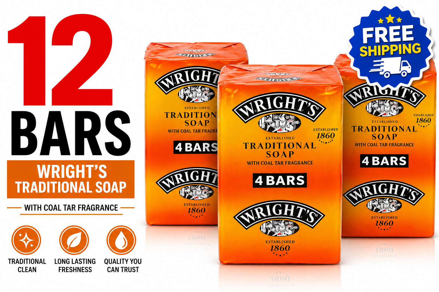 Wright's Traditional Soap with Coal Tar Fragrance 100g 4 Bars - Image 10