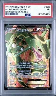 2012 Pokémon BW Dragons Exalted Rayquaza EX Full Art 123/124 PSA 1 Poor POP 29 - Image 1 of 2