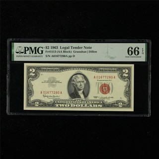 1963 Legal Tender Note 2 Dollars Fr#1513 PMG 66 EPQ Gem UNC