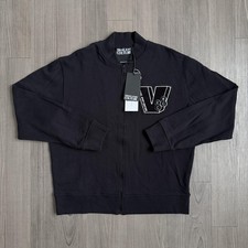 Versace Jeans Couture Sweatshirt Mens Medium Black Full Zip V88 Logo Graphic