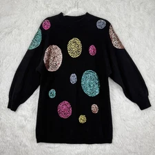 Vintage Eugenia Sweater Womens Small Black Sequin Pullover Angora Knit 80s Retro