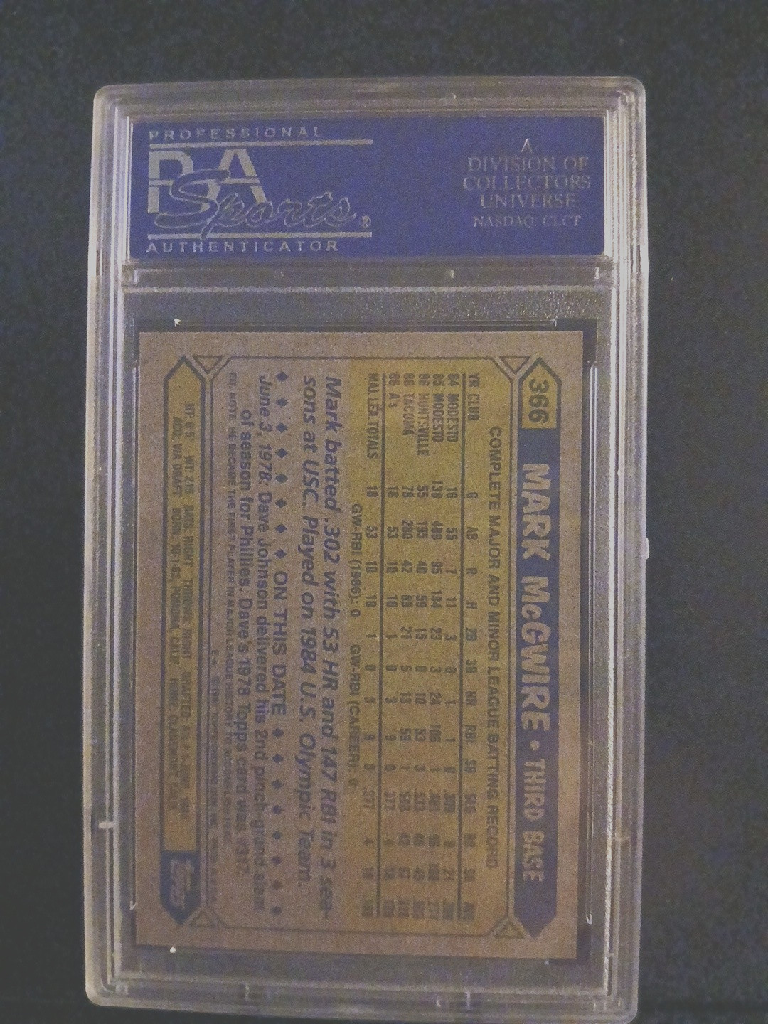 1987 Topps - Mark McGwire #366 PSA 10    Best centered 10 I can see on eBay view 2
