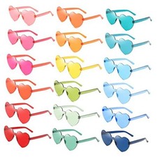 18 Heart Shape Rimless Sunglasses Transparent Candy 18 Mixed Color Multicolors