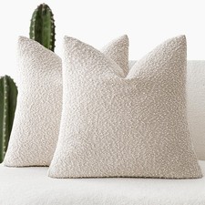 Pack of 2, 20 x 20 Inch, Decorative Textured Boucle Throw Pillow Covers Accen...