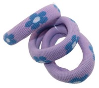 Haargummis 3 X Lila Mit Blumenmuster Ø 5,5 Cm