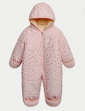 New Carter's Pink Baby Puffer Snowsuit Pram Full Zip Polka Dot Girls 3-6M