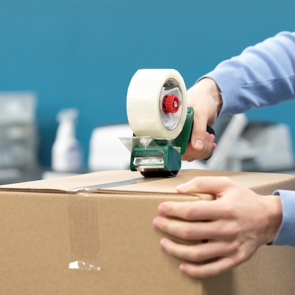 General Purpose Packing Tape Dispenser with Comfort Foam Grip Clear Shipping