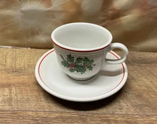 Fiestaware Holly (no ribbon) Cup and Saucer Set Fiesta Christmas Holiday