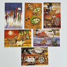 Singapore vintage Postcards -Paintings by Ng Kim Hock Lot of 6 Frameable