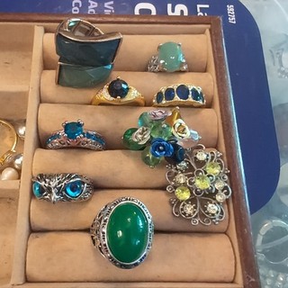 Vintage Green Fashion Ring Lot