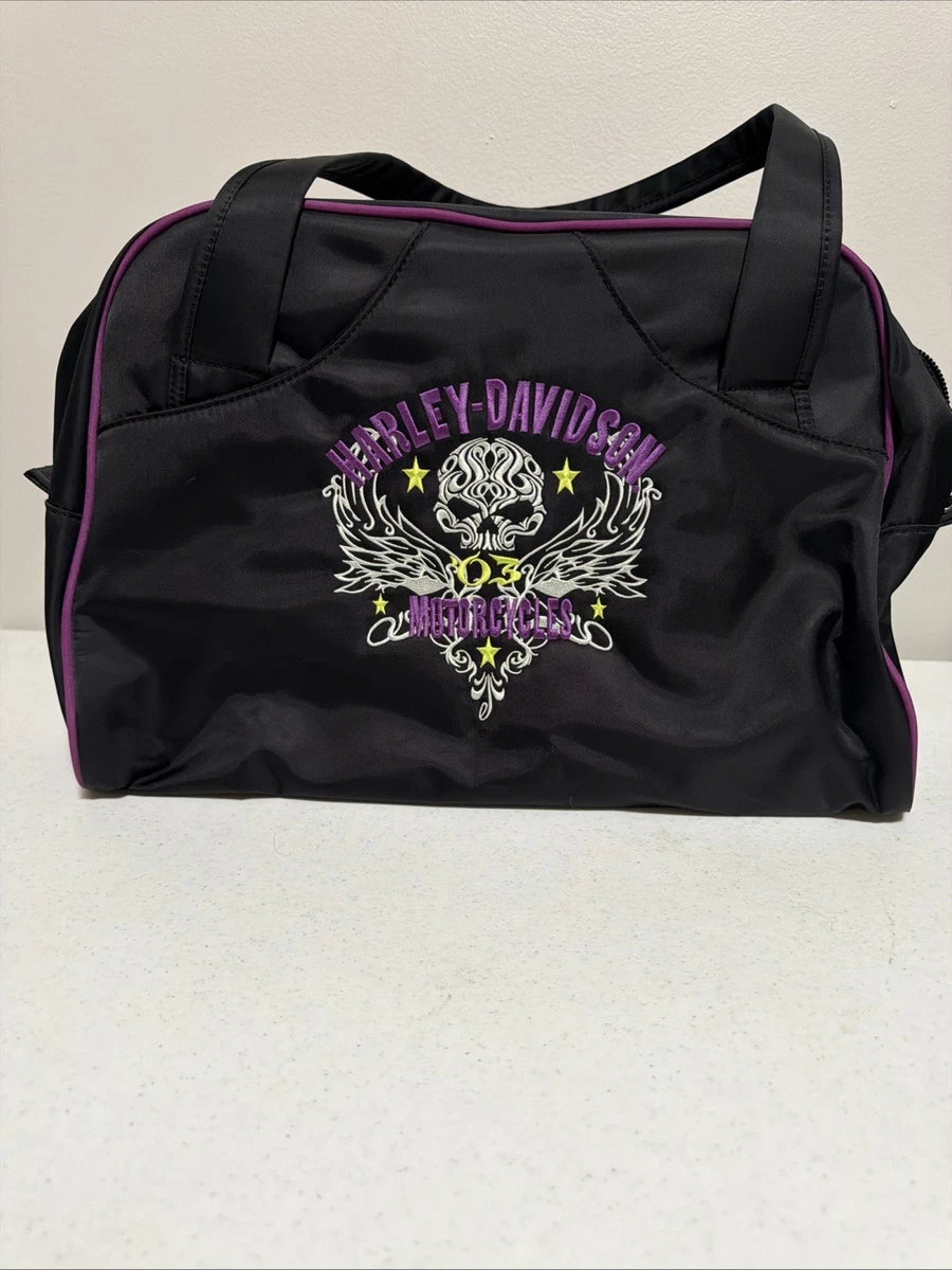 Harley 2013 Davidson Motorcycles Bag Black Lilac Embroidered