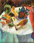 IRENE AWRET(1921-2014), Oil on Canvas, Colorful Still Life on The Table, Signed