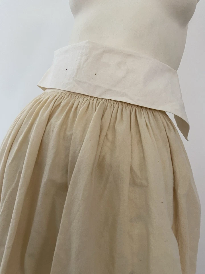 saia de lã de linho antiga vintage chalé menina pequena mulher 1900s bege vitoriano - Imagem 3 de 4