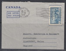 Canada - Jul 1948 Hamilton, ON Air Letter to England