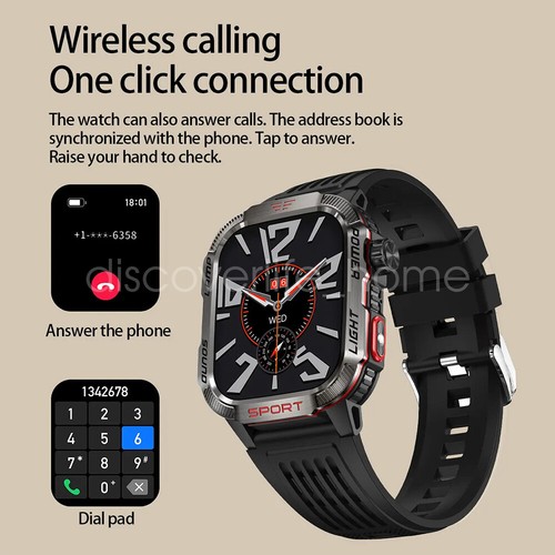 Rugged Smart Watch for Men with Bluetooth Call(Answer/Make Call) Waterproof USA - Picture 19 of 26