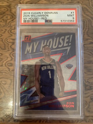 2019-20 Zion Williamson Clearly Donruss My House! RED RC #7 # d 19/49 PSA 9