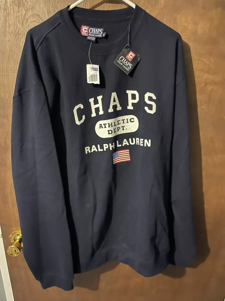 Vintage NWT CHAPS Ralph Lauren Big Logo Sweatshirt Sz Mens XL Y2K Brand New  Blue