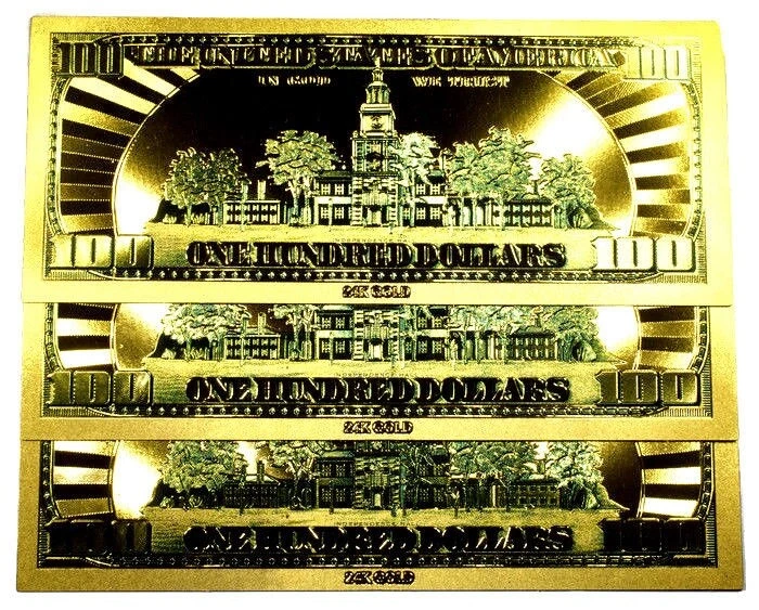 LOT 5 X $100 BILL UNITED STATES 24K GOLD BANKNOTES - Image 3 of 4