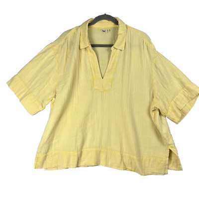Faherty Women's XL Tops  Dream Cotton Wren Shirt  Gauze Yellow