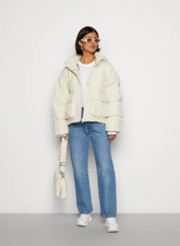 Jjxx Birdie Note Puffer Winter Jacket Bone White Women Size L - Uk 14 -rrp £115