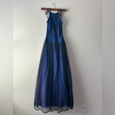 Y2K Dillard's black and blue prom midi length formal dress size 3/4