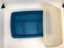Vintage Tupperware Tuppercraft 767-1 STOW-N-GO ORGANIZER 2 pc Blue