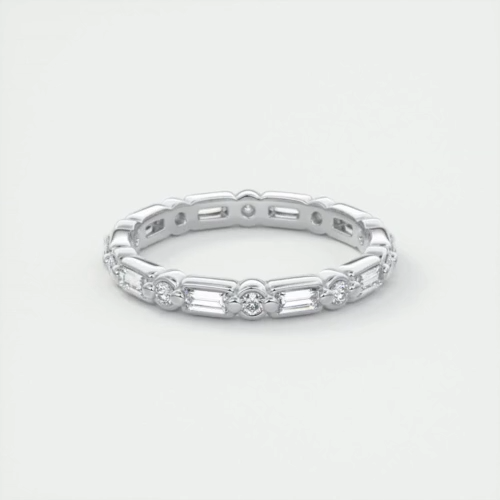 Engagement Eternity Band 1.00 Ct Lab Grown Baguette Round Diamond 14k White Gold - Video 1 of 1