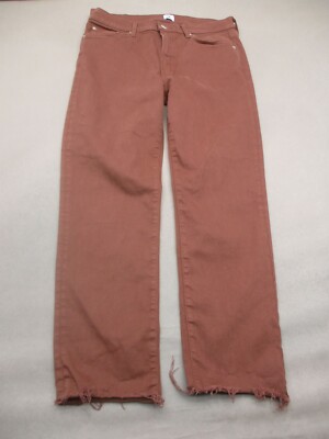 EDWIN Size 31 Womens Brown Cotton Blend Zip Fly Pocket Fringe Straight Jeans 781