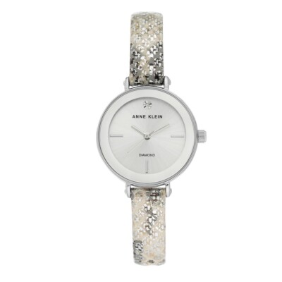 Anne Klein Damenarmbanduhr AK/3509SVSI Lederarmband Snake Pattern, Silber