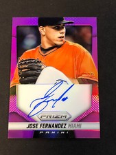 Jose Fernandez  Signed 2014 Panini Prizm Purple Baseball Card #JF Auto Autograph