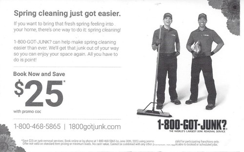 1 800 Got Junk Coupon 25 Off Fast Ship Exp June 30 2023 EBay