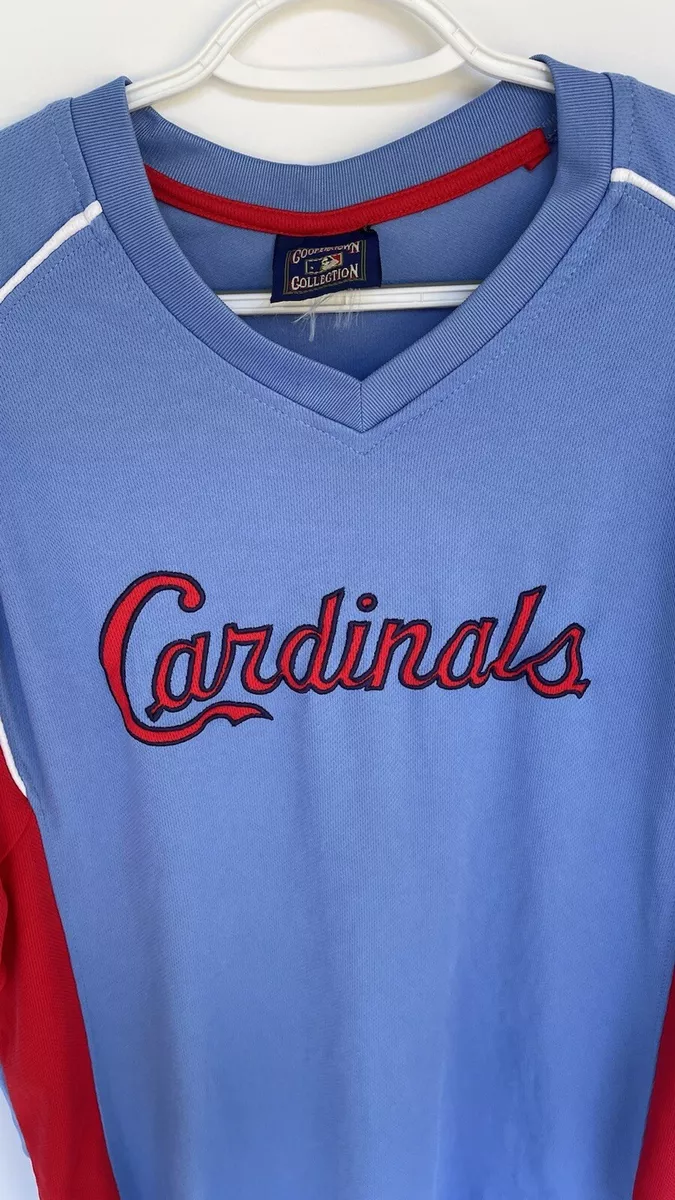 ST LOUIS CARDINALS COOPERSTOWN BLUE JERSEY NEW W TAGS MAJESTIC